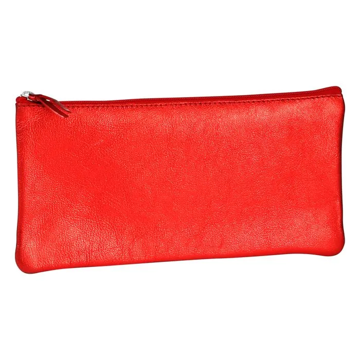 Trousse - CLAIREFONTAINE - Cuirisé rouge - Cuir d'agneau - 22 x 11 cm - Femme-0