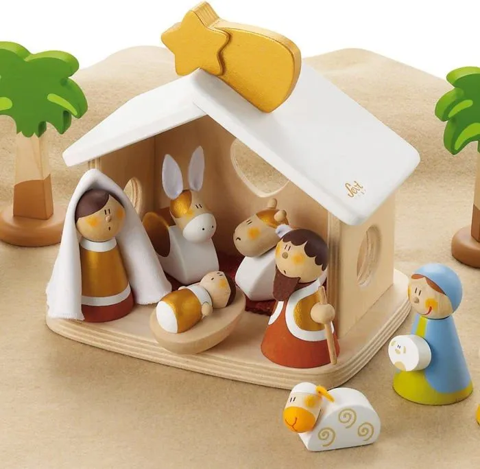 Crèche de Noël en bois - Sevi - Complète - 20 pièces - Multicolore - 29 x 19 x 19 cm-1