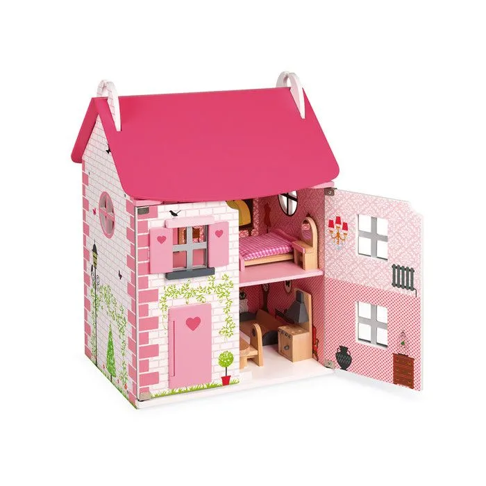 Maison de poupées Mademoiselle - JANOD - Bois - 3 étages - Accessoires en bois-0