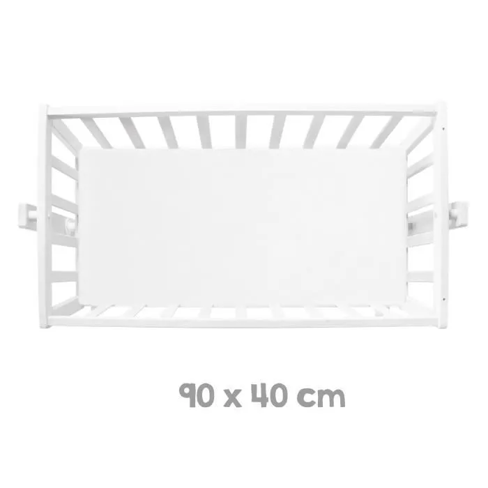 ROBA Berceau Bébé 40 x 90 cm avec Matelas - Roulettes à Freins - Fonction Basculante avec Bouton de Verrouillage - Bois Blanc-3