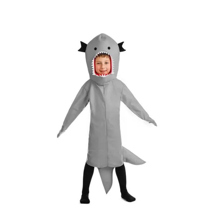 Déguisement Requin Enfant - Disfrazzes - Combinaison avec capuche, nageoire et queue - Gris Multicolore-0
