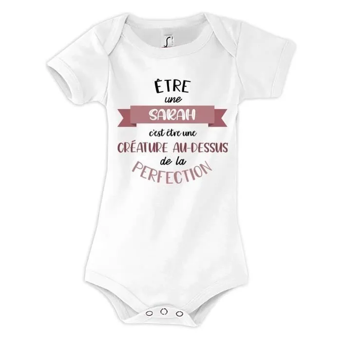 Body Sarah Bébé Parfait - Cadeau Naissance Bébé et Enfant - Blanc - Mixte-0
