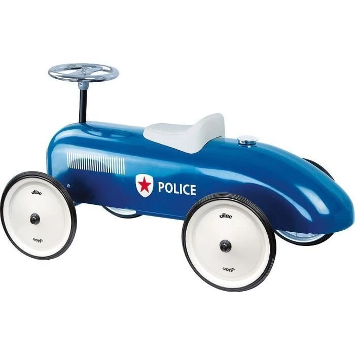 Porteur voiture vintage Police - Vilac - Métal - Bleu - Pour enfant dès 12 mois-2