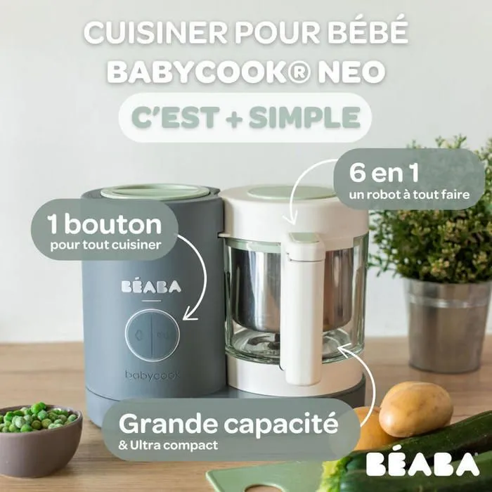 BEABA - Babycook Néo Robot Cuiseur Bébé 6 en 1 Gris Minéral-2