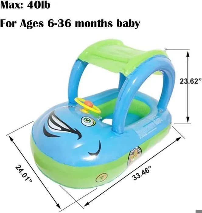 Bouée Siège Gonflable Bébé Enfant TEMPSA - Parasol, Trompette & Volant - 6-36 Mois 15kg - Couleur aléatoire-4