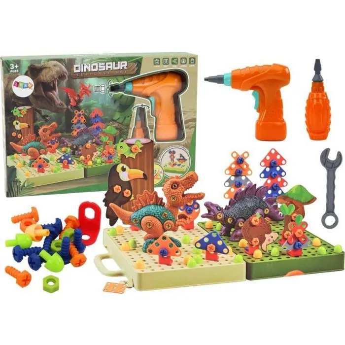 Leantoys Blocs de construction Puzzle 3D Dinosaures DIY Perceuse à dévisser-0