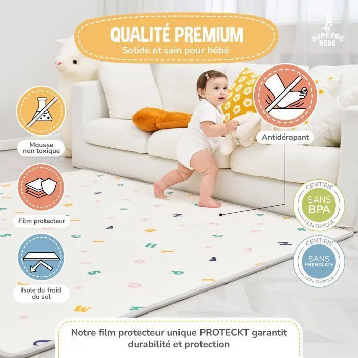 Tapis de Jeu en mousse, épais et pliable pour enfants - 180 x 150 x 1 cm - ROAD | SUPERBE BEBE-4