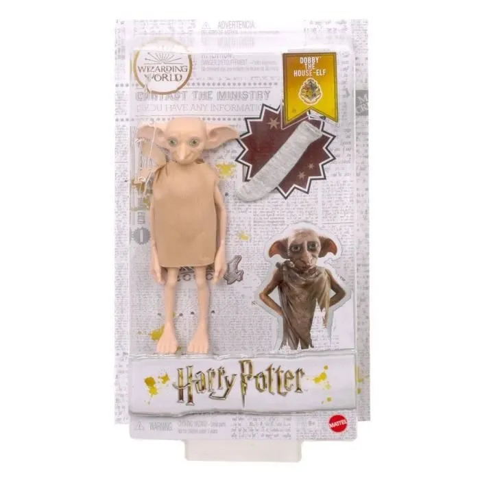 Harry Potter - Poupée Dobby l'Elfe de maison avec Tunique en Tissu et Accessoire Chaussette - Poupée Figurine - Dès 6 ans-3