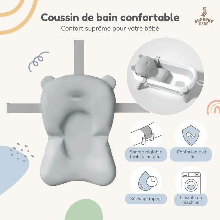 Baignoire Bébé Pliable avec Coussin de Bain et Thermomètre Intégré - SUPERBE BEBE-3