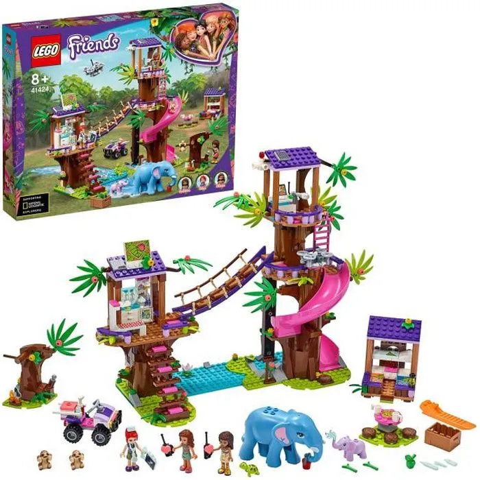 LEGO® Friends 41424 La Base de Sauvetage dans la Jungle et la Clinique Vétérinaire, Jouet avec Figurines d'Animaux et Mini Poupées-0