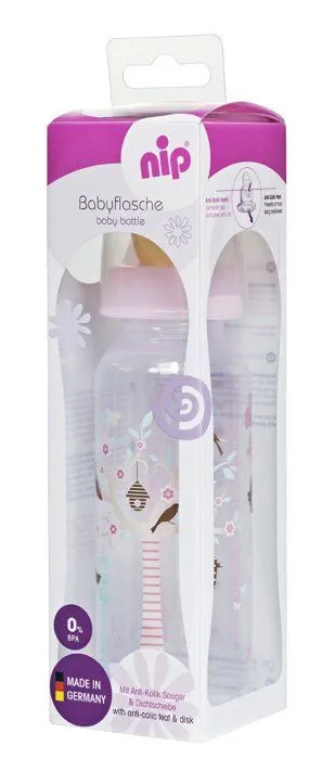 Nip - 350069 - standard Bouteille PP avec gourde Tetine anatomique en latex, 5-18 mois, Taille M, 250 ml Girl-3