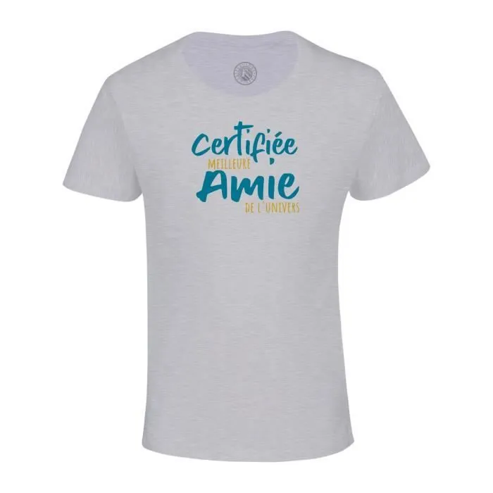 T-shirt Enfant Gris Certifiée meilleure Amie de l'univers Fille Amie Copine Amitié-0