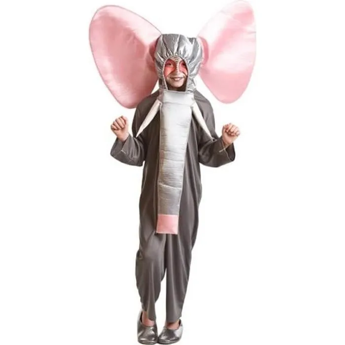 Déguisement Enfants Garçon Éléphant Gris - Dumbo - Carnaval - Combinaison, Coiffe et Trompe - Plusieurs Tailles-0