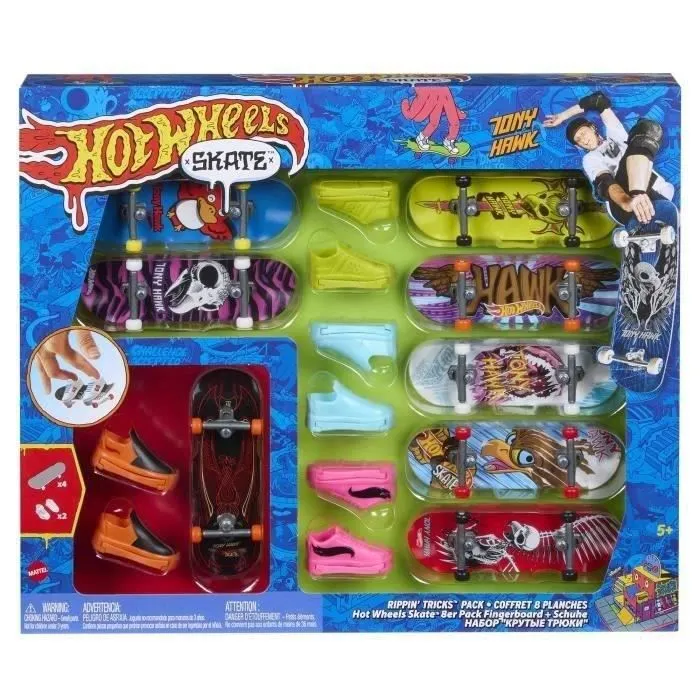 Hot Wheels-Skate-Fingerskate Tony Hawk-Pack fingerboards et chaussures HMY19-1