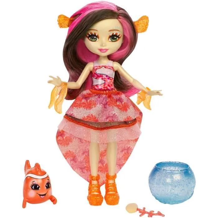 ENCHANTIMALS - Mini-poupée Cheveux Magiques & Poisson Clown-0