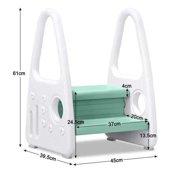 Marchepieds d'Enfant Escabeau avec Accoudoirs de Sécurité XMTECH - Vert - Pour Salle de Bains-Toilette-1
