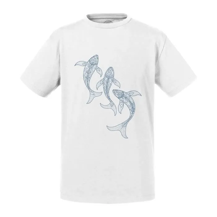 T-shirt Enfant Blanc Poissons Esotériques Écologie Boho-chic Bohémien Hippie-0