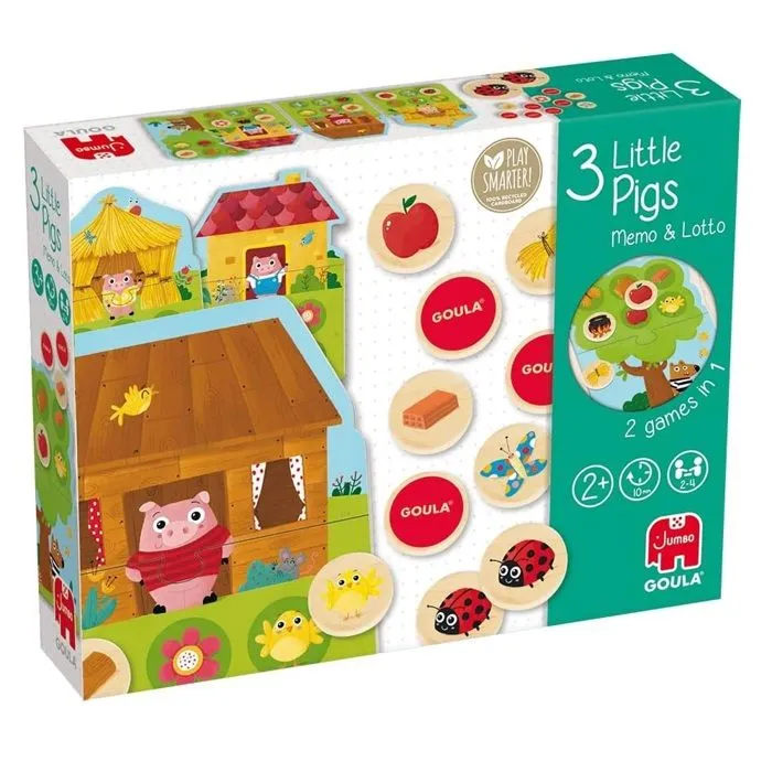 Jeu éducatif - GOULA - Memo et loto les 3 petits cochons - Enfant - Intérieur - Mixte-0