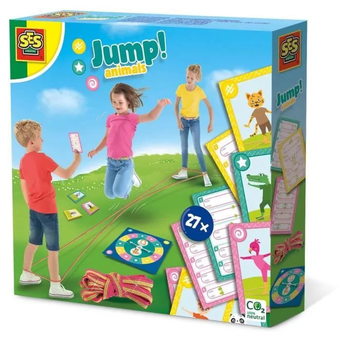 Jeu de cartes Jump! Animals - Sauts à l'élastique pour enfants de 3 ans et plus - SES CREATIVE-0