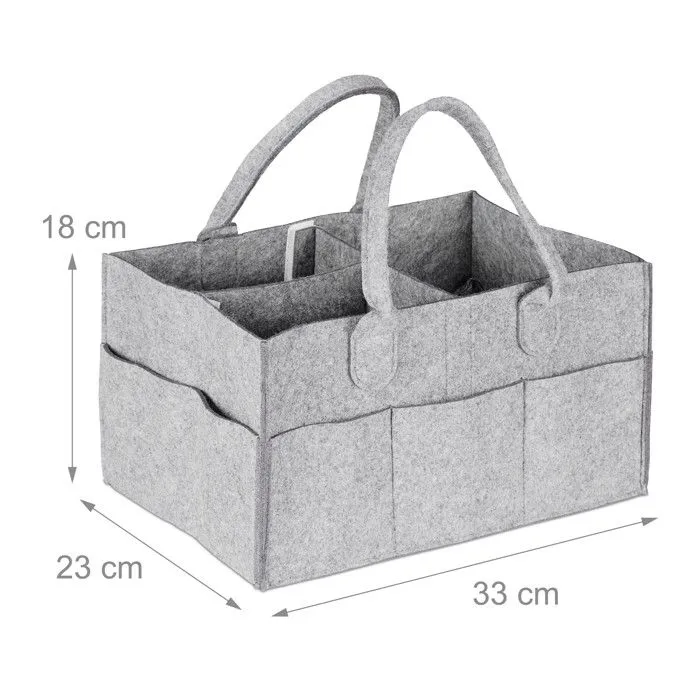 Relaxdays Rangement couches, 11 compartiments, panier langer portable, organiseur chambre bébé, corbeille, gris clair-3