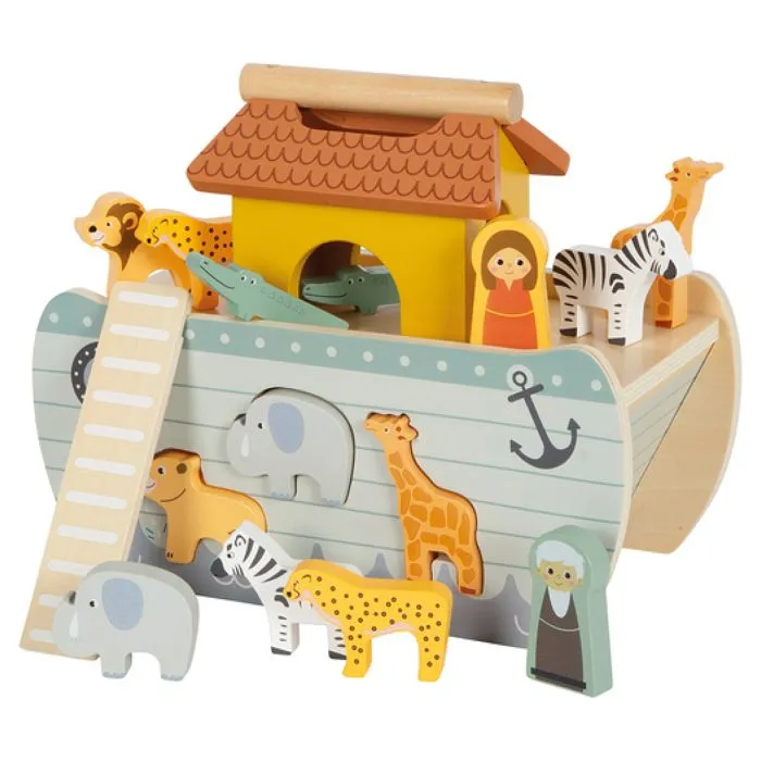Arche de Noé en bois - SMALL FOOT - Jouet en bois - Figurines Animaux - Bateau coloré - Intérieur-4