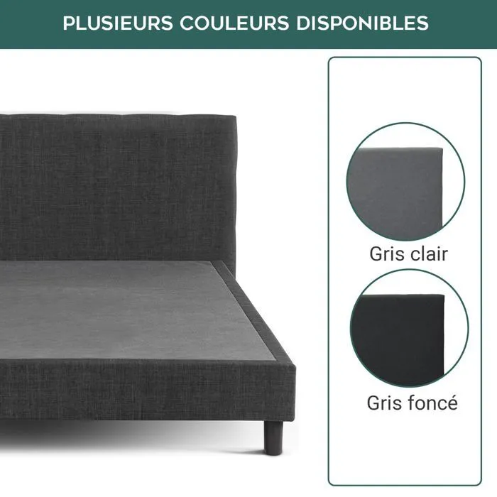 Lit Marquis 160 x 200 by Sampur | Gris foncé | Cadre de Lit : Sommier à Lattes + Tête de Lit Inclus - Design Scandinave et Moderne-2