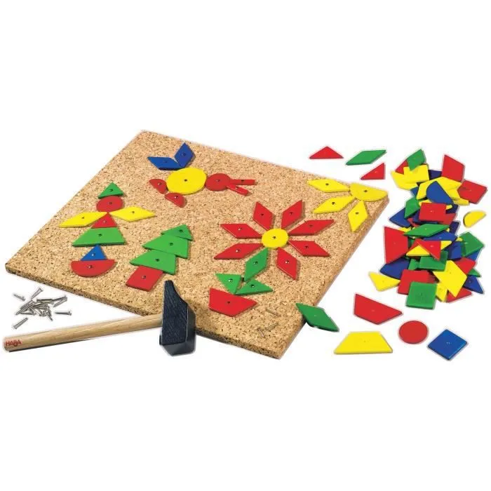 Jeu de marteau et clous - HABA - Formes à clouer - Set de 100 pièces - Pour enfant à partir de 3 ans-1
