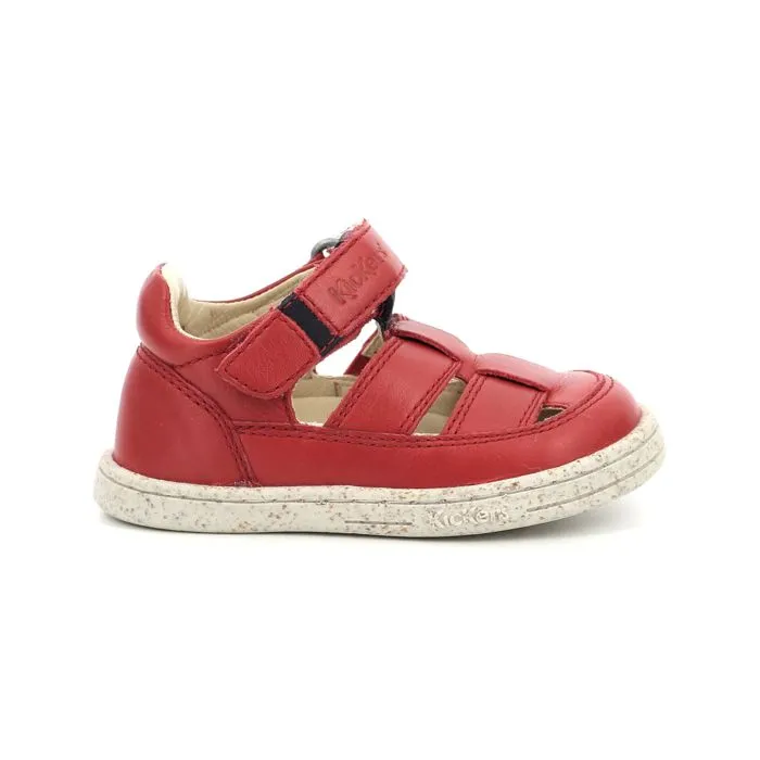 Sandales - KICKERS - Tractus - Cuir - Rouge - Fermeture Scratch-0