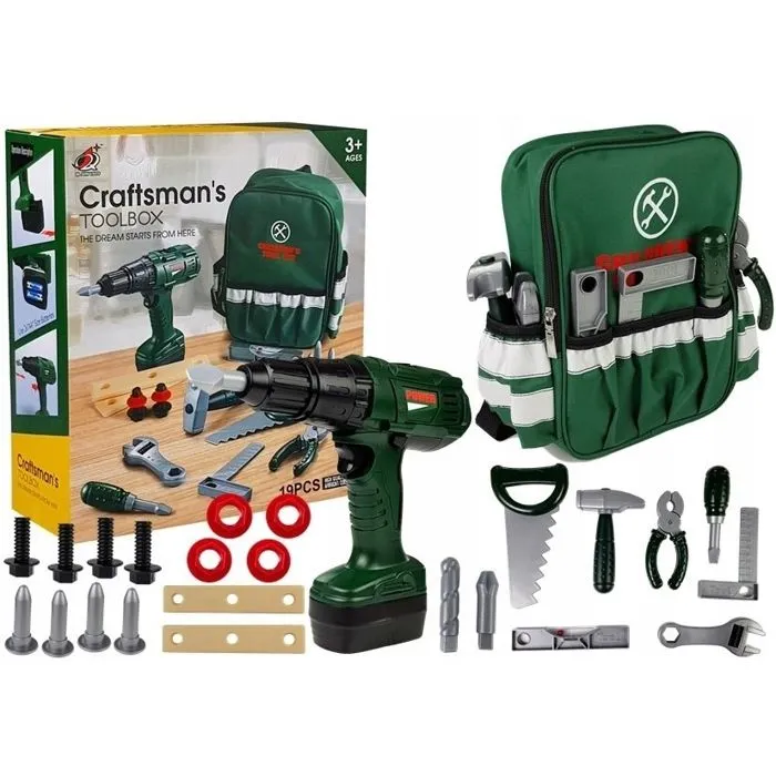 ENSEMBLE D'OUTILS DANS UN SAC À DOS DE BRICOLAGE PERCEUSE TOURNEVIS POUR ENFANTS XL-1