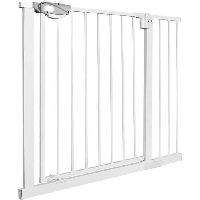 XMTECH Barriere de Securite, Longueur réglable dim.95-105 cm, Ouverture Double Sens -sans perçage, blanc, pour enfants et animaux-0