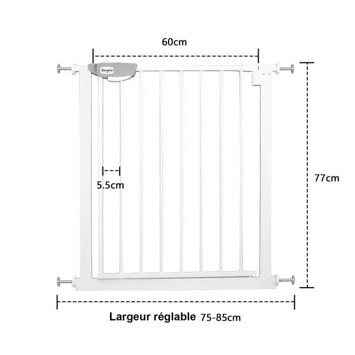 Barrière d'escalier LZQ - Sécurité enfant - Métal - Blanc-2