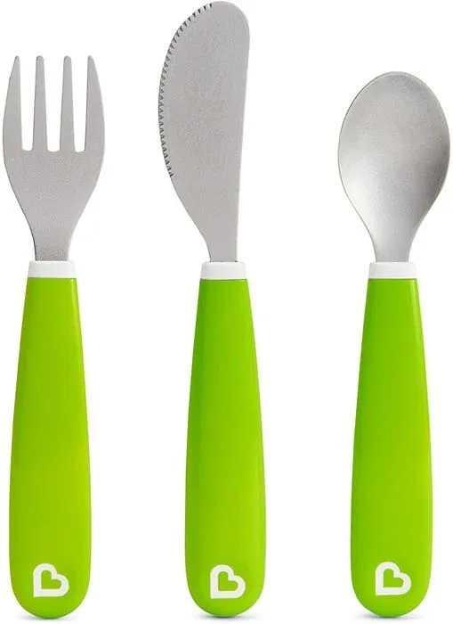 Couverts bebe Munchkin - 012509 - Splash Ensemble Fourchette Couteau/Cuillere pour Jeunes Enfant Vert-0