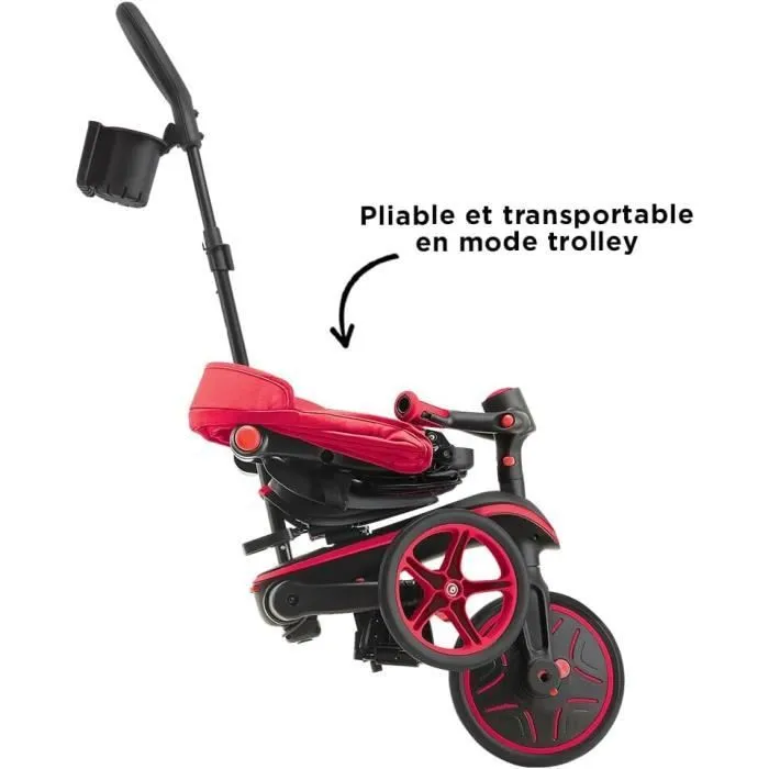 Globber - Tricycle EXPLORER 4-en-1 Évolutif & Pliable - Rouge-3