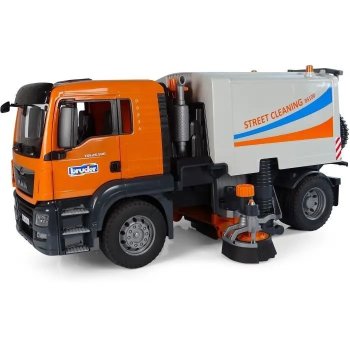 Camion de nettoyage de rues MAN TGS - BRUDER - Pour enfant Garçon - Jaune/Orange-0