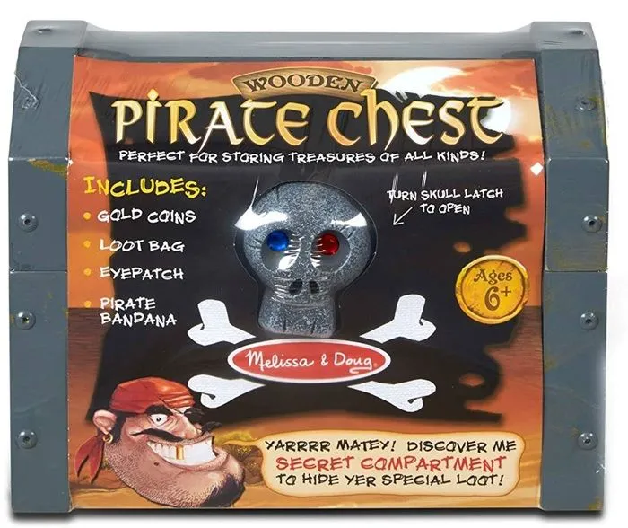 Coffre de Pirate en Bois - MELISSA & DOUG - Avec Accessoires et Compartiment Secret-1