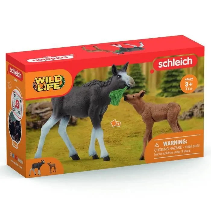 Figurines Élan Femelle avec Veau, animaux sauvages, Schleich 42629 Wild Life, Pour enfant dès 3 ans-2