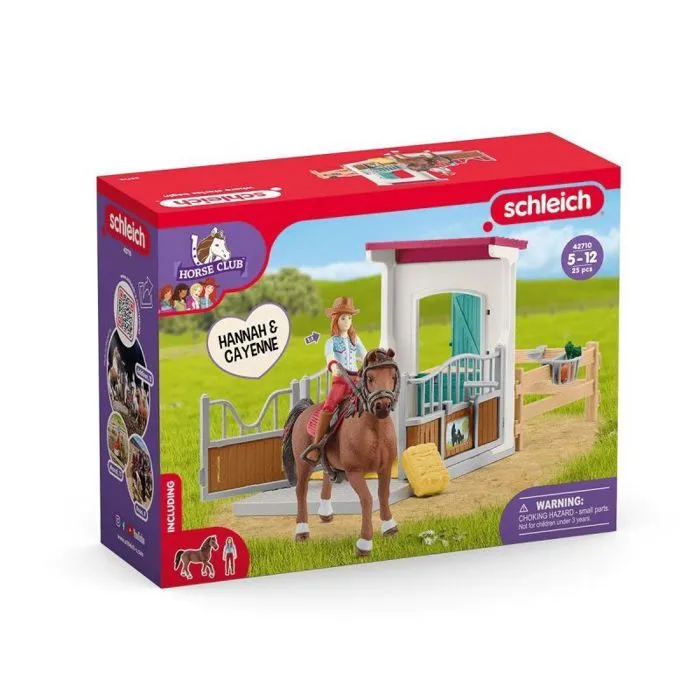 Figurine miniature - personnage miniature Schleich - 42710 - Boîte à cheval avec Hannah - Cayenne-0