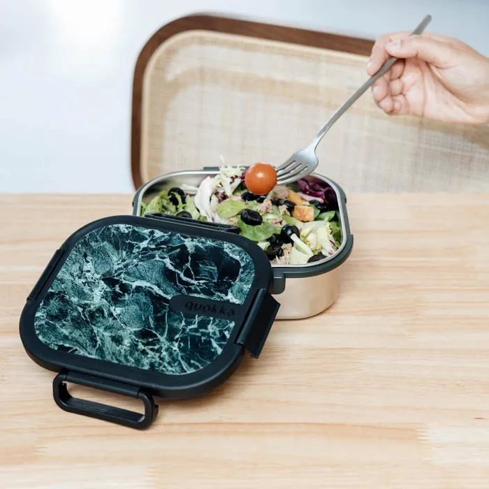 Bebeboutik Lunch box boite a repas Quokka 40244 KAI BLACK MARBLE BOITE A DEJEUNER EN ACIER INOXYDABLE