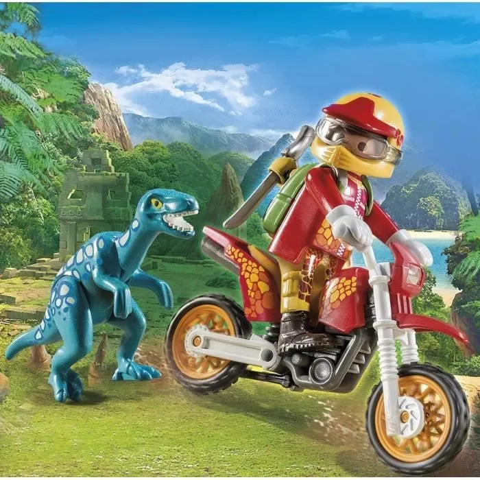 PLAYMOBIL 9431 - Dinos - Pilote De Moto Et Raptor - The Explorers - Mixte - Autre-1