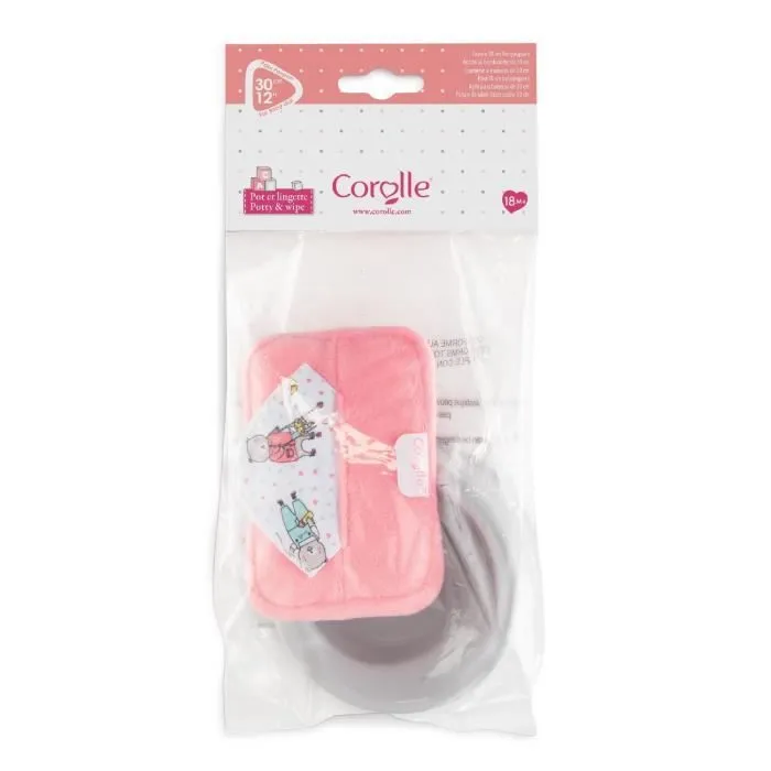 Pot et Lingette pour poupon 30cm - Corolle - BabiCorolle - Rose - Dès 18 mois-1