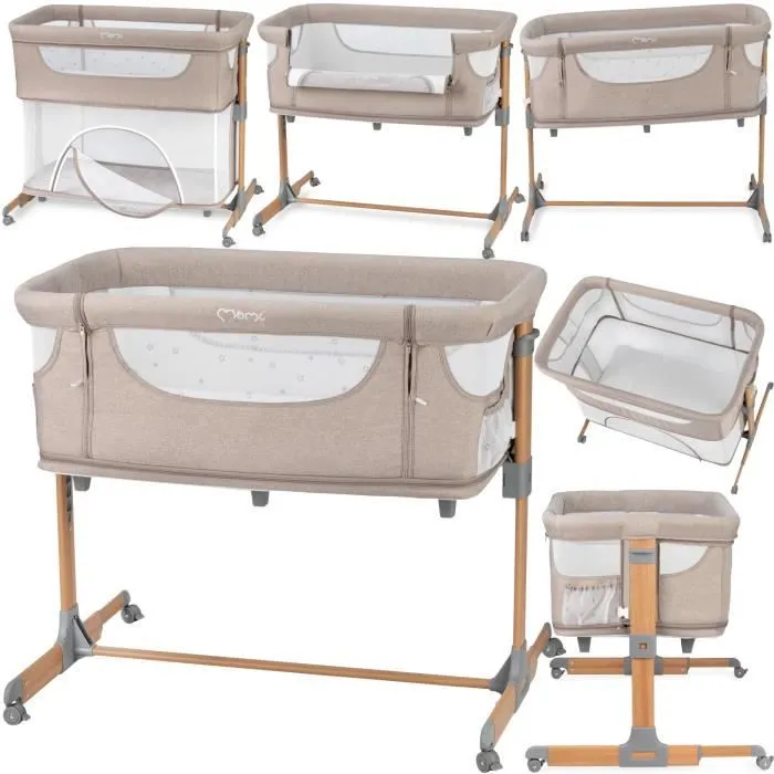 MoMi SMART BED - 4en1 - Lit Cododo, Barceau Bebe - multifonctionnel - Beige-0