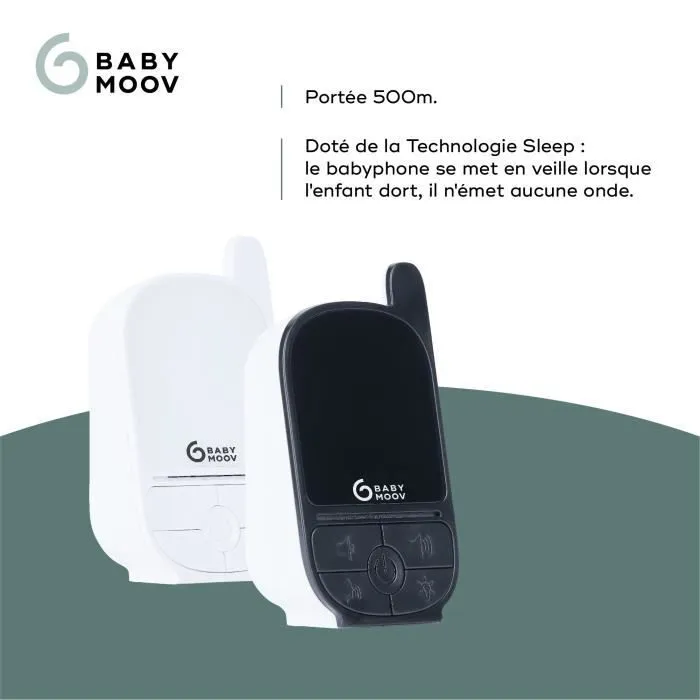 Babymoov Babyphone Audio Handy Care - Basse émission d'ondes - Portée 500m-2