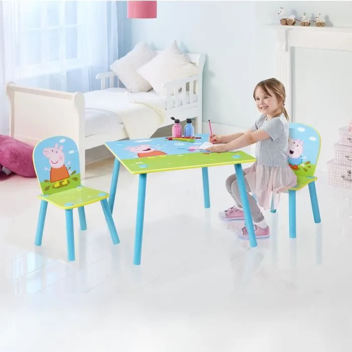 Peppa Pig - Ensemble table et 2 chaises pour enfants-1