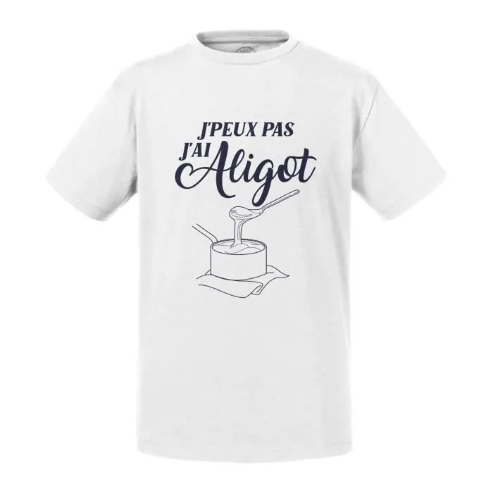 T-shirt Enfant Blanc J'Peux Pas J'ai Aligot Aveyron Purée Fromage-0