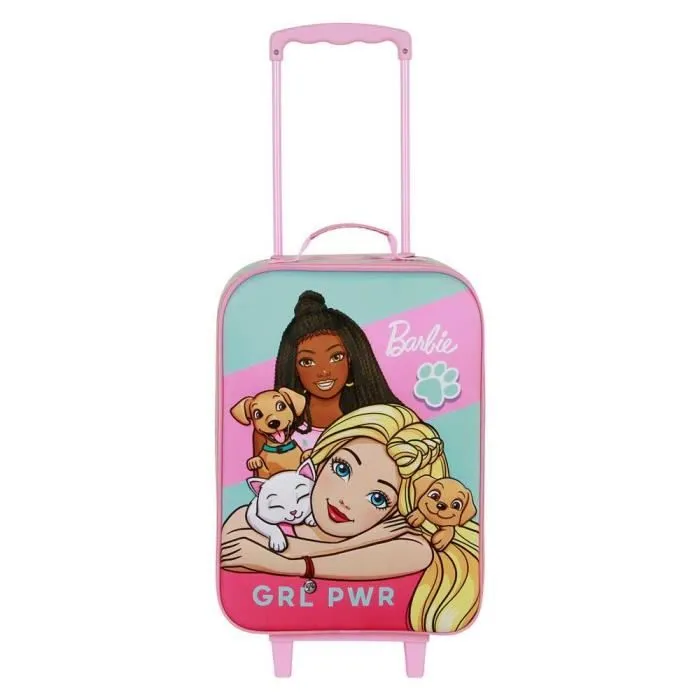 Valise Trolley Soft 3D - Barbie Pets - Rose - Semi-rigide - 2 roulettes - Taille Unique-1