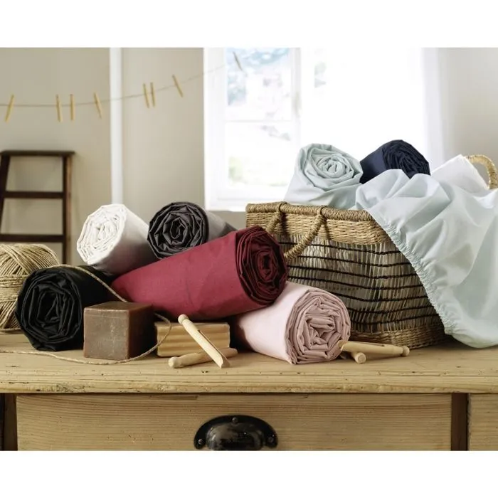 Drap housse coton luxe 90 x 190 cm bonnet 30 cm Ambre Noir-2