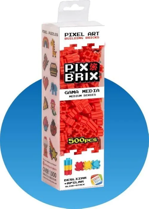 Cefa toys - 57002 - PIX BRIX Pixel Art Set de 500 pièces Rouges Gamme Moyenne, Couleur Rouge ()-0
