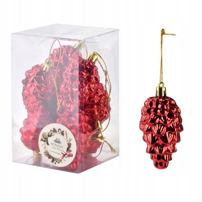 Boule de noel - decoration de sapin Eurofirany SANTA LILA Lot de 8 boules pomme de pin 8x4cm-0