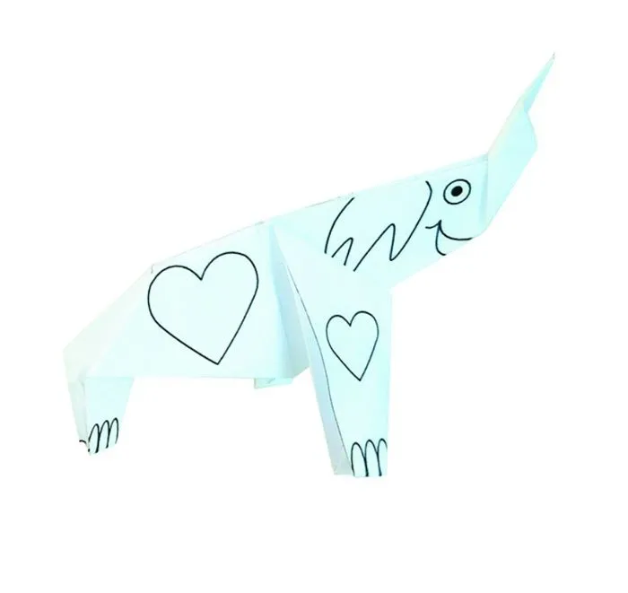 Kit Origami - Fridolin - Eléphant - 20 Feuilles - 15x15 cm - À colorier-1