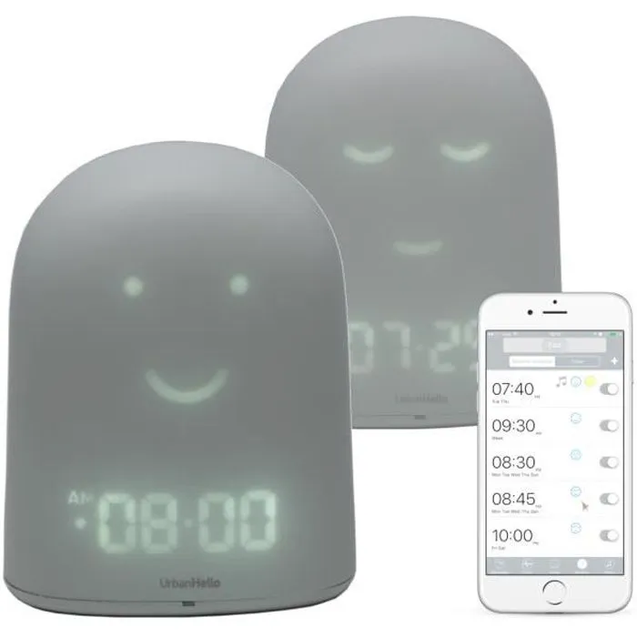 REMI - Réveil Enfant Jour Nuit pour dormir plus - Babyphone - Veilleuse & Berceuse - Suivi du Sommeil - Gris-0